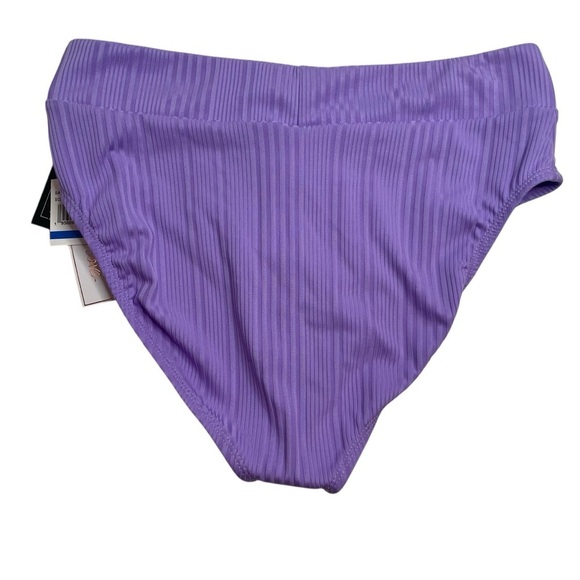 Salt + Cove Ribbed Square-Neck Bikini Top & V-Waist Bikini Bottoms Purple XL New - Picture 9 of 9